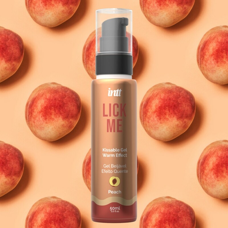 Їстівний лубрикант з ефектом тепла INTT Lick Me Peach зі смаком персика, 50 мл - Зображення 4