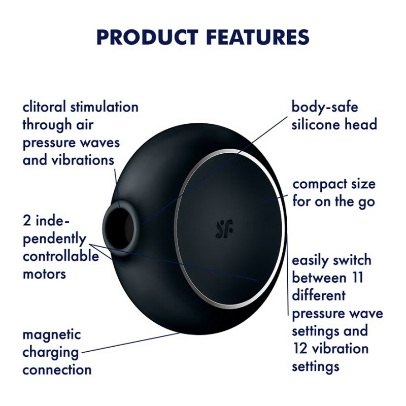 Вакуумний стимулятор Satisfyer Pro To Go 3 з вібрацією, чорний, 8.7 х 8.6 см - Зображення 4