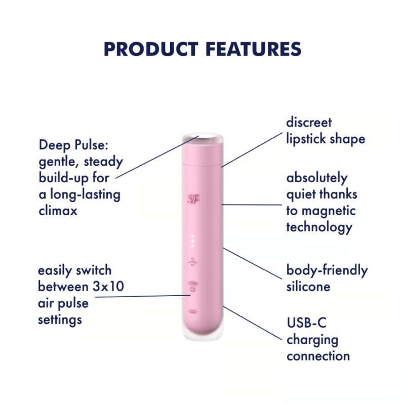 Вакуумний стимулятор Satisfyer First Kiss для клітора, рожевий, 12.5 х 2.5 см - Изображение 6