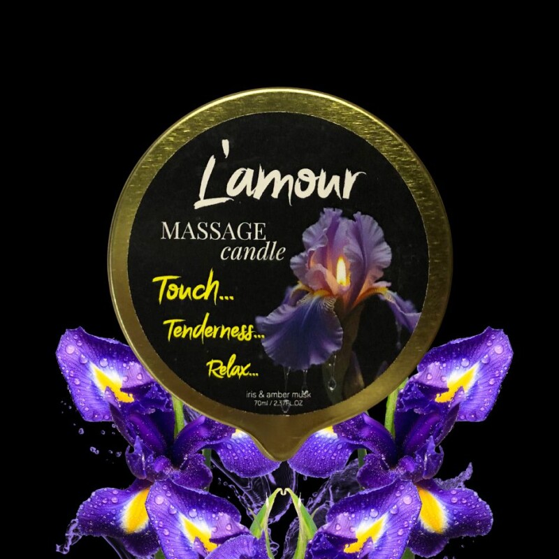 Масажна свічка, 70 мл, L'amour Iris and Amber Musk мох + ірис + троянда