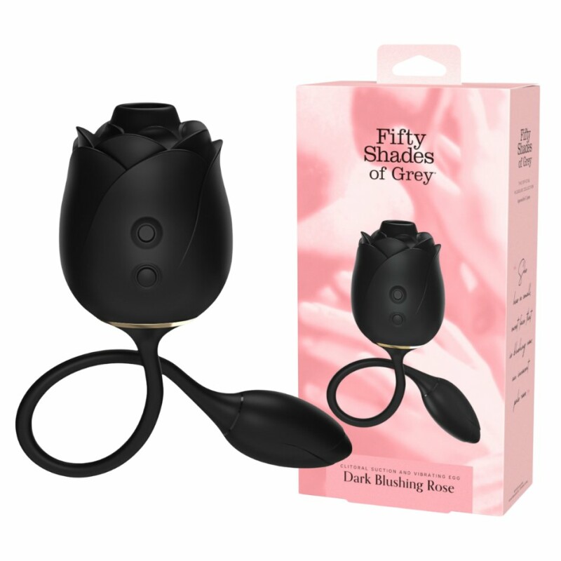 Вакуумний стумлятор клітора Fifty Shades of Grey Dark Rose з віброяйцем, чорний, 33 х 2.7 см