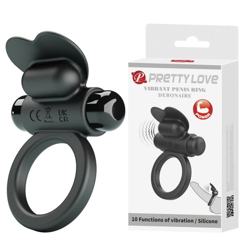 Віброерекційне кільце Pretty Love Debonaire чорне, 8.5 х 3.5 см