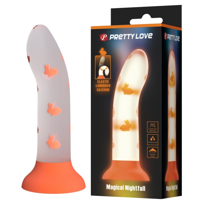 Фалоімітатор на присосці Pretty Love Magical Nightfall світиться в темряві, оренжевий, 17 х 3.3 см