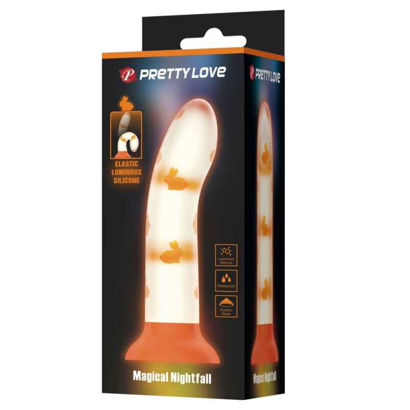 Фалоімітатор на присосці Pretty Love Magical Nightfall світиться в темряві, оренжевий, 17 х 3.3 см - Изображение 7