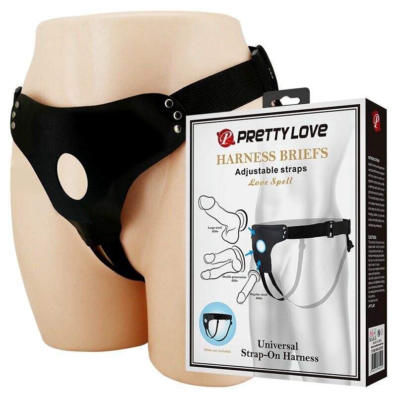 Трусики для страпона Pretty Love регульовані, чорні, 80-118 см
