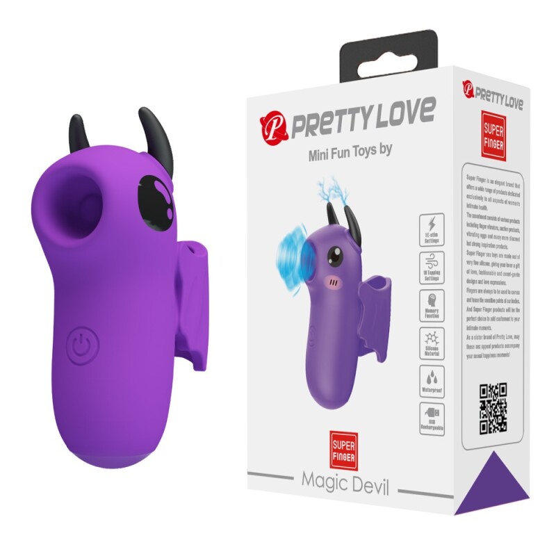 Стимулятор клітора Pretty Love Magic Devil з електростимуляцією, фіолетовий, 6.9 х 3 см