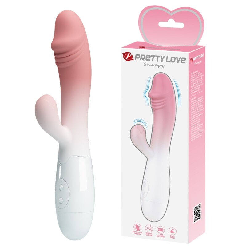 Вібратор-кролик Pretty Love Snappy біло-рожевий, 19 х 3.2 см