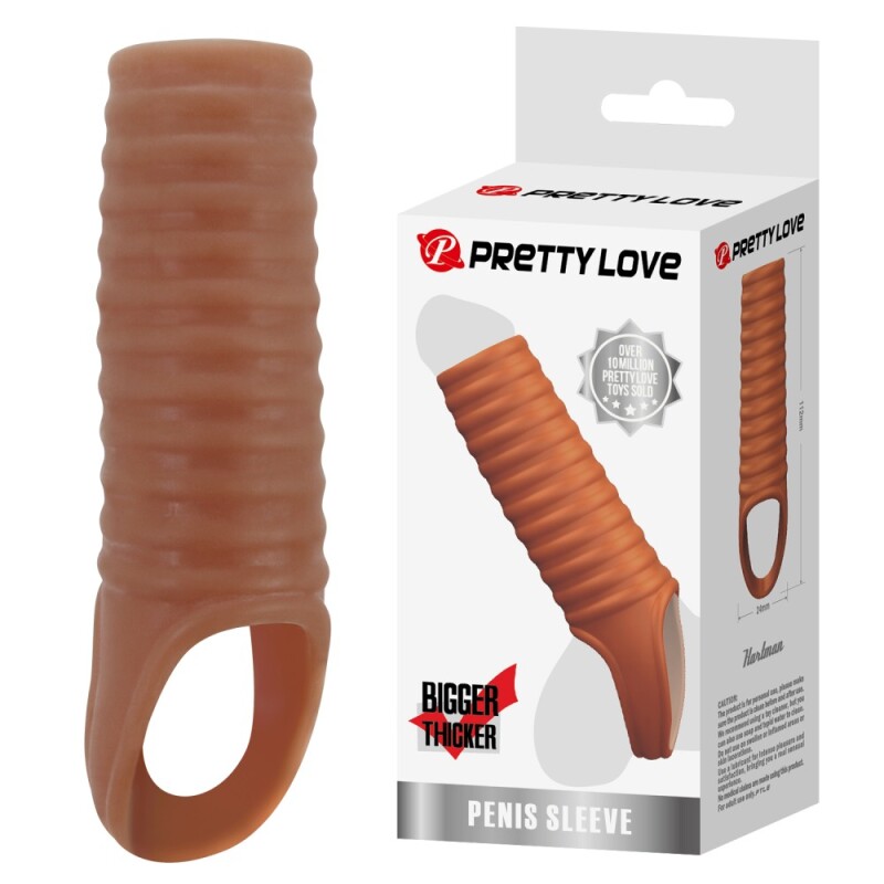 Насадка на пеніс Pretty Love Hartman ребриста, бежева, 11.2 х 2.4 см