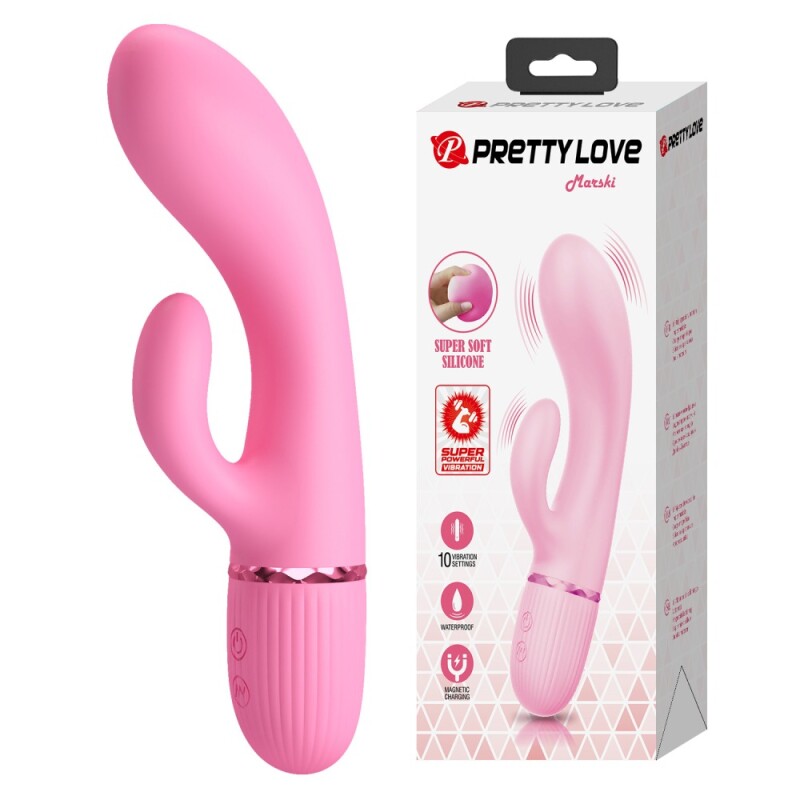 Вібратор-кролик Pretty Love Marski рожевий, 18 х 3.6 см