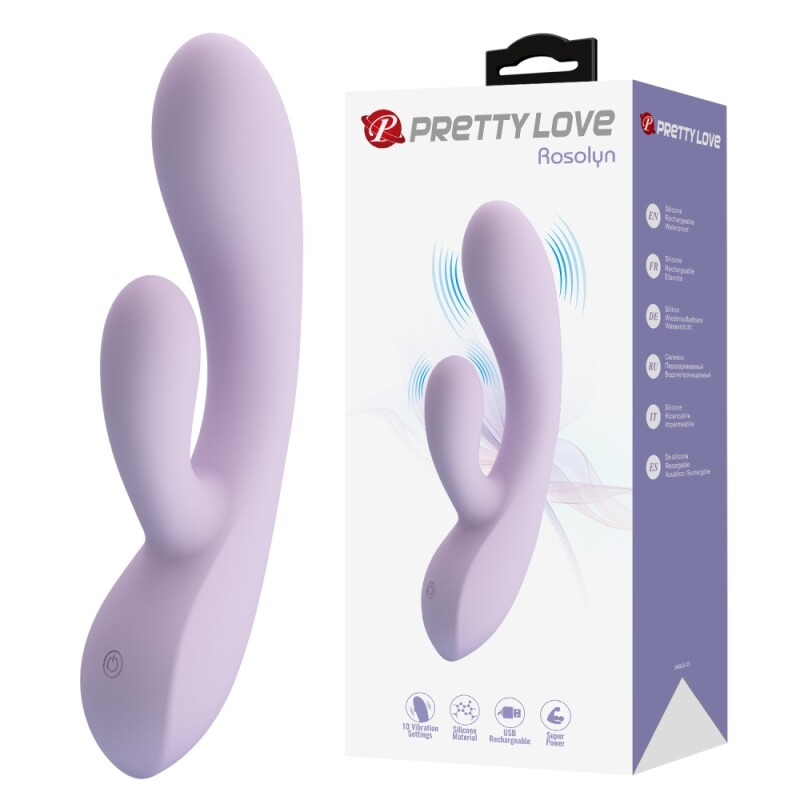Вібратор-кролик Pretty Love Rosolyn фіолетовий, 19 х 3.6 см