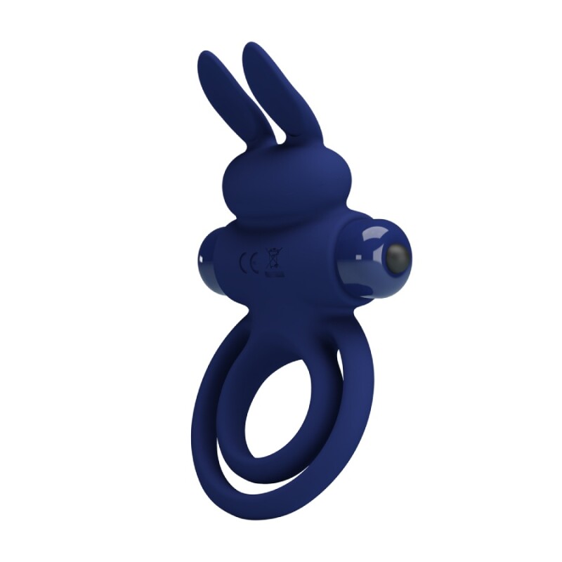 Ерекційне віброкільце Pretty Love Ring III з вушками, синє, 9.7 х 5.6 см - Изображение 2