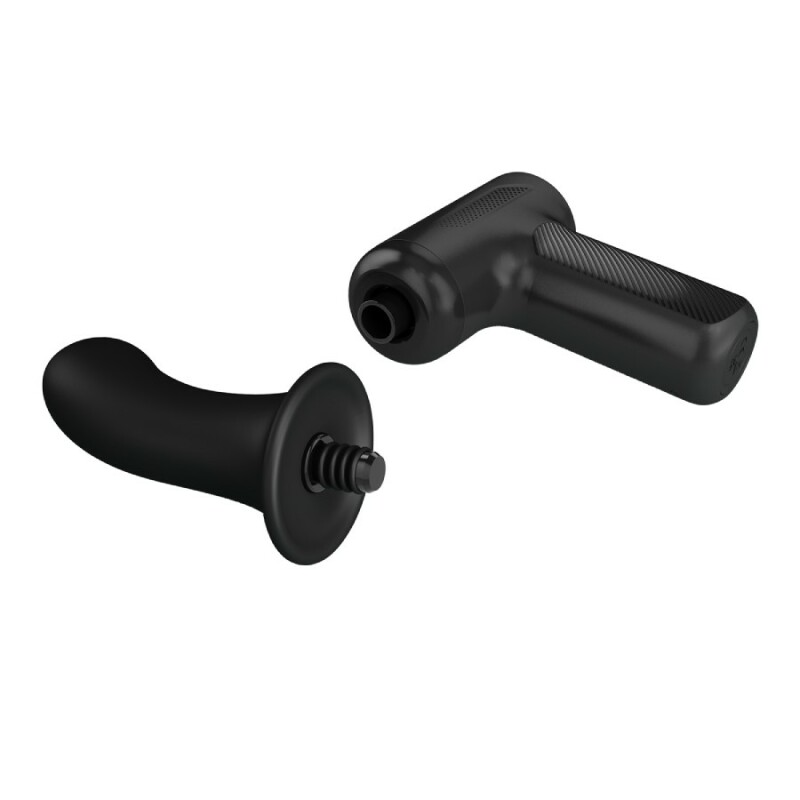 Вібратор-пістолет Pretty Love Massage Gun з фрикціями, чорний, 13.6 х 3.9 см - Изображение 6