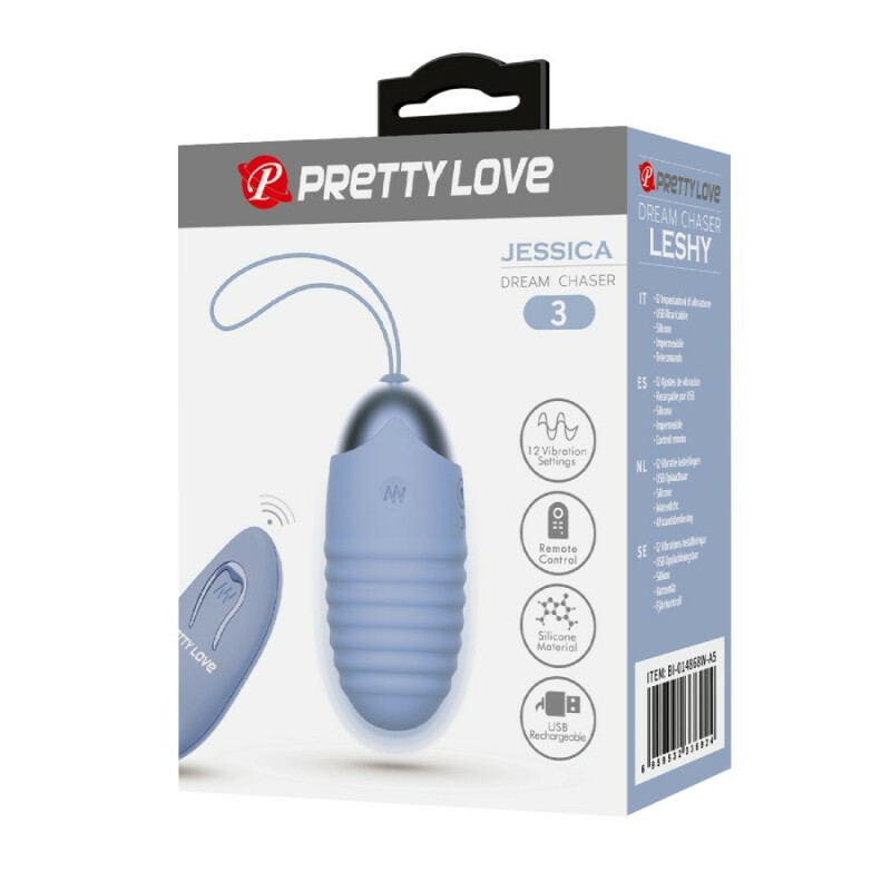 Віброяйце Pretty Love Jessica з пультом, блакитне, 7.2 х 3.3 см - Изображение 7