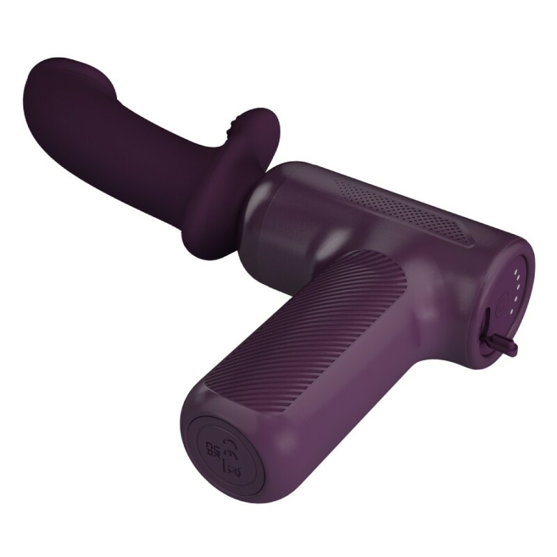 Вібратор-пістолет Pretty Love Massage Gun з фрикціями, фіолетовий, 13.6 х 3.9 см - Изображение 7