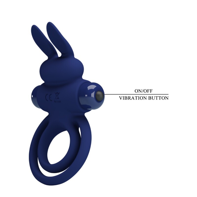 Ерекційне віброкільце Pretty Love Ring III з вушками, синє, 9.7 х 5.6 см - Изображение 7