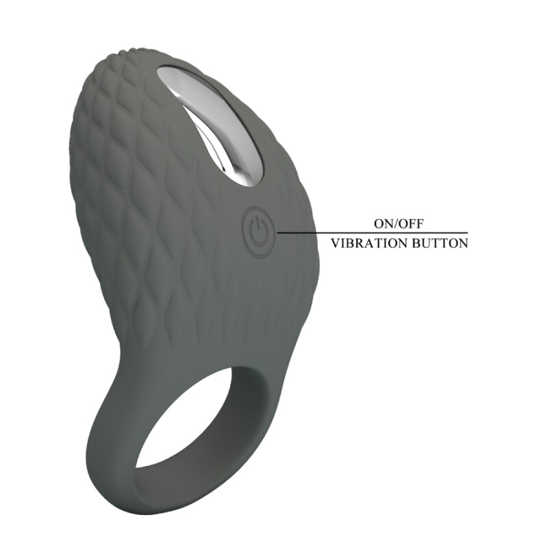 Ерекційне віброкільце Pretty Love Master Ring сіре, 8.6 х 4.6 см - Зображення 7
