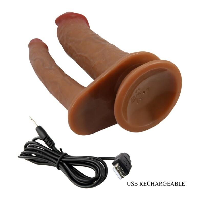 Вібратор подвійний Pretty Love Hulbert на присосці, коричневий, 20 х 4.2 х 2.5 см - Изображение 6