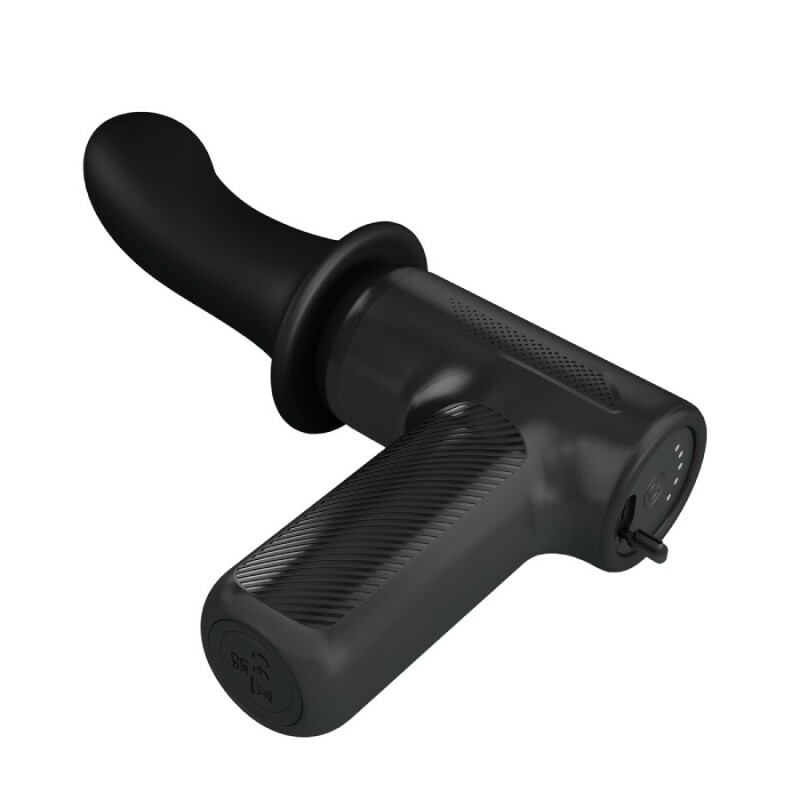 Вібратор-пістолет Pretty Love Massage Gun з фрикціями, чорний, 13.6 х 3.9 см - Изображение 7