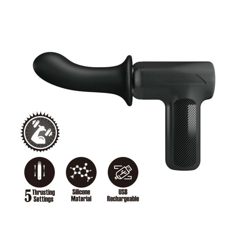 Вібратор-пістолет Pretty Love Massage Gun з фрикціями, чорний, 13.6 х 3.9 см - Изображение 1