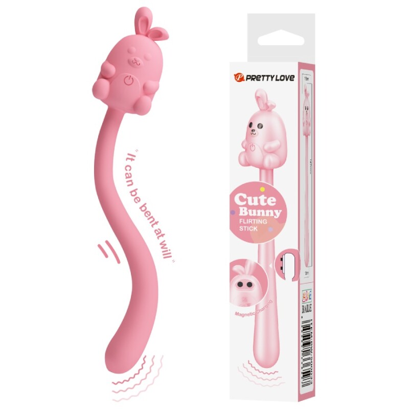 Мінівібратор на палочці Pretty Love Cute Bunny гнучкий, рожевий, 14.2 х 1.8 см