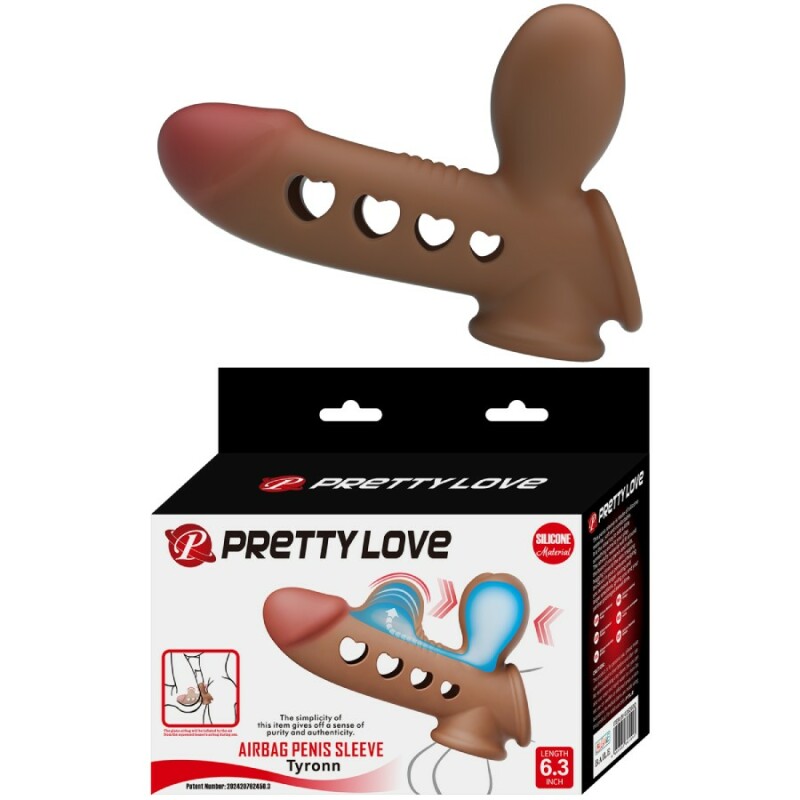 Насадка на пеніс Pretty Love Tyronn зі стимуляцією клітора, коричнева, 16.1 х 4.4 см
