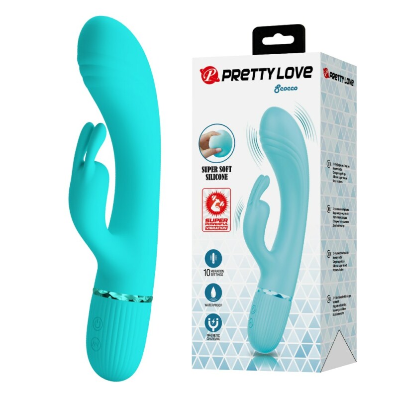 Вібратор-кролик Pretty Love Scocco блакитний, 20 х 3.6 см