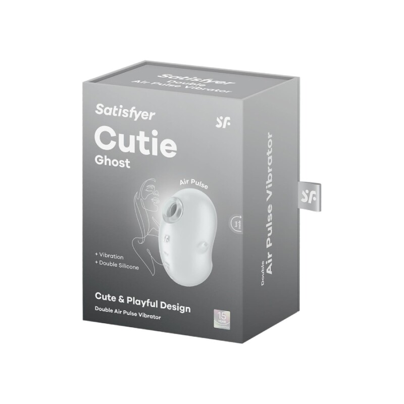 Вакуумний стимулятор Satisfyer Cutie Ghost з вібрацією, білий, 9.1 х 5.5 см - Зображення 1