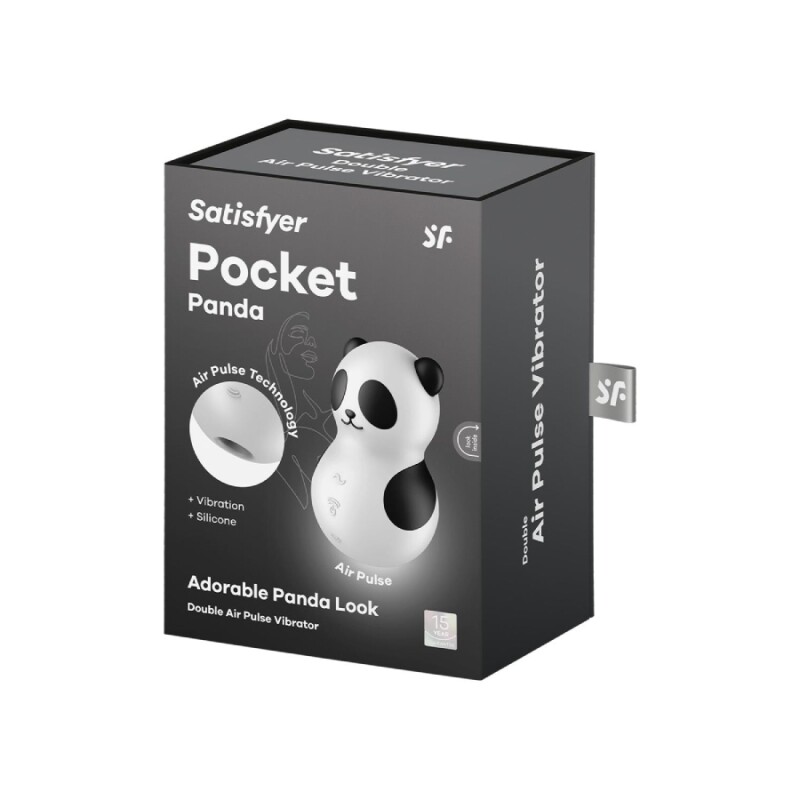 Вакуумний стимулятор Satisfyer Pocket Panda з вібрацією, чорно-білий, 8.9 х 1.5 см - Изображение 1