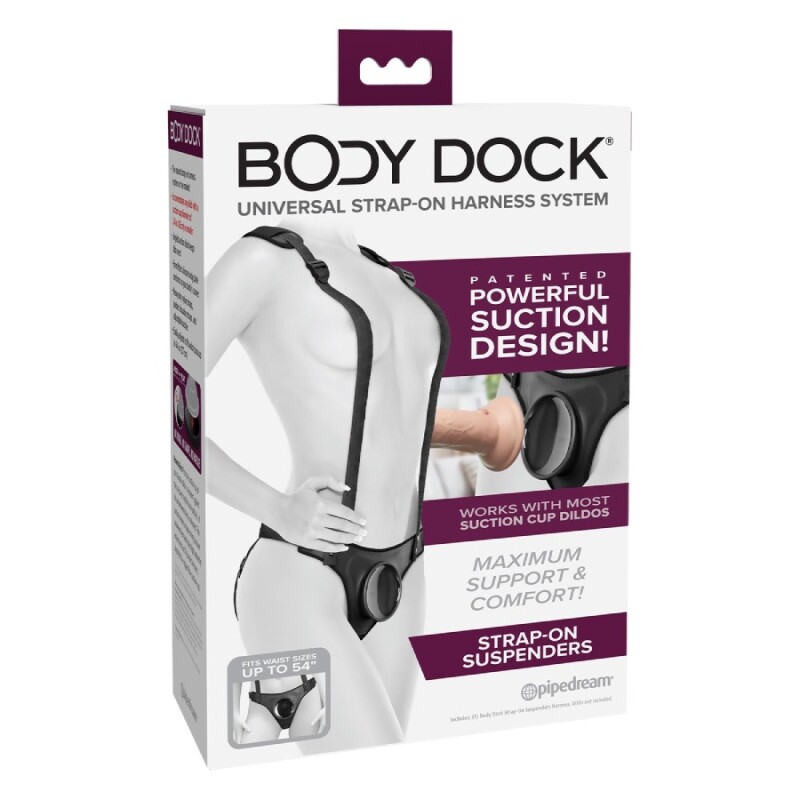 Трусики для страпона Pipedream Body Dock з підтяжками, чорні