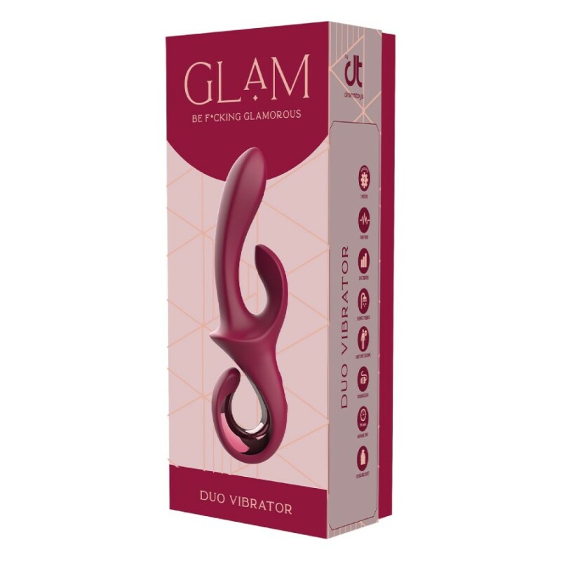 Вібратор-кролик Dreamtoys Glam з ручкою-гачком, бордовий, 22.7 х 4.2 см - Зображення 1