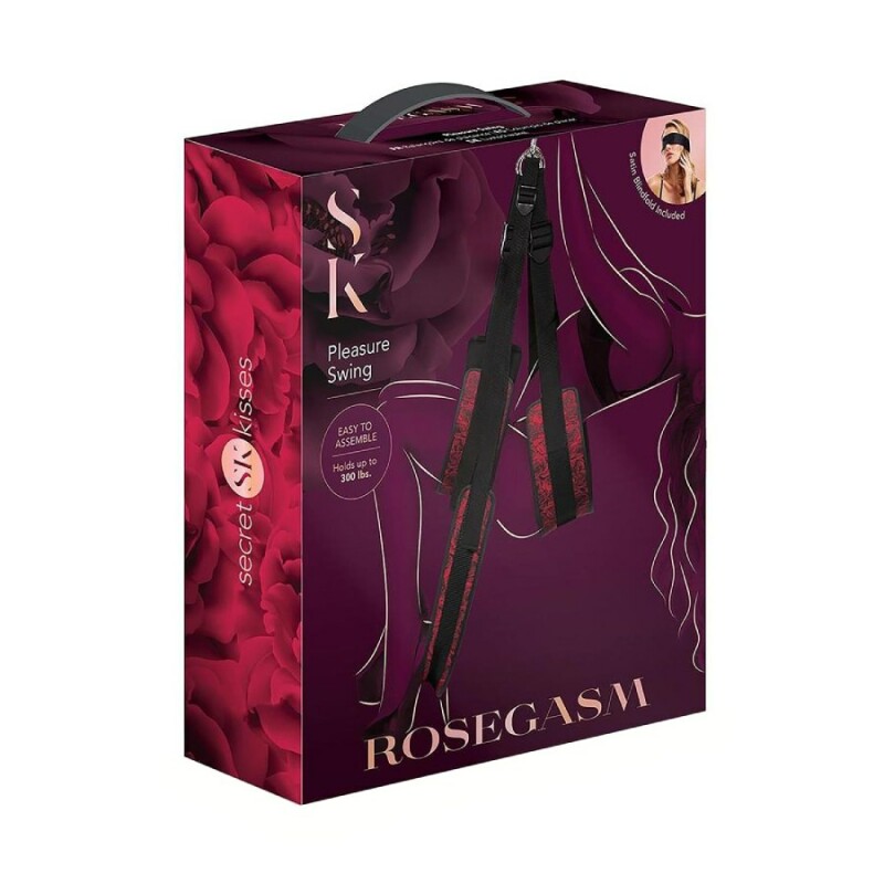 Гойдалки для сексу Secret Kisses Pleasure Swing з пов'язкою на очі, червоно-чорні, 95 см - Зображення 1