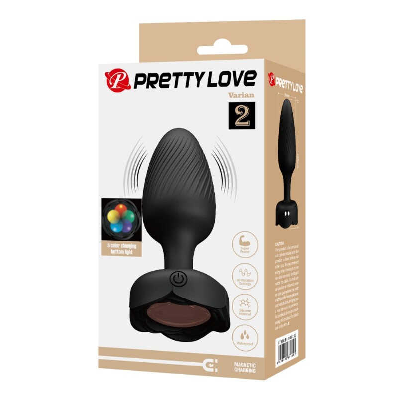 Анальний вібратор Pretty Love Varian з мерехтливим підсвічуванням, чорний, 10.8 х 3.8 см - Зображення 9