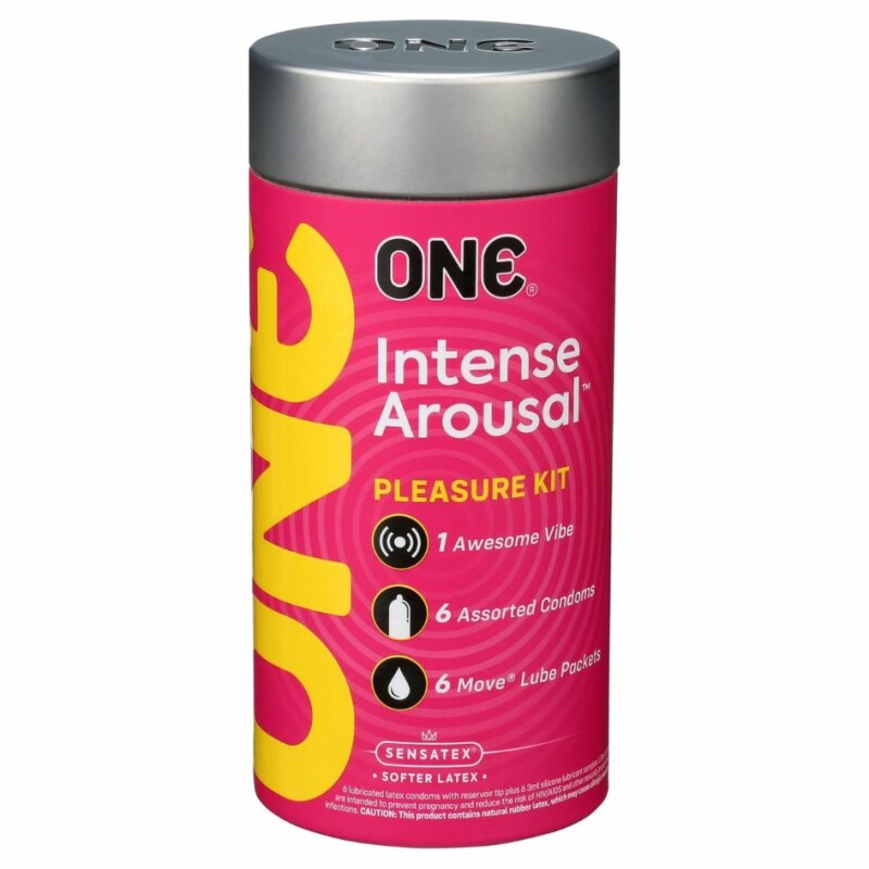 Набір ONE Intense Arousal 4 види презервативів, лубрикант і віброкільце