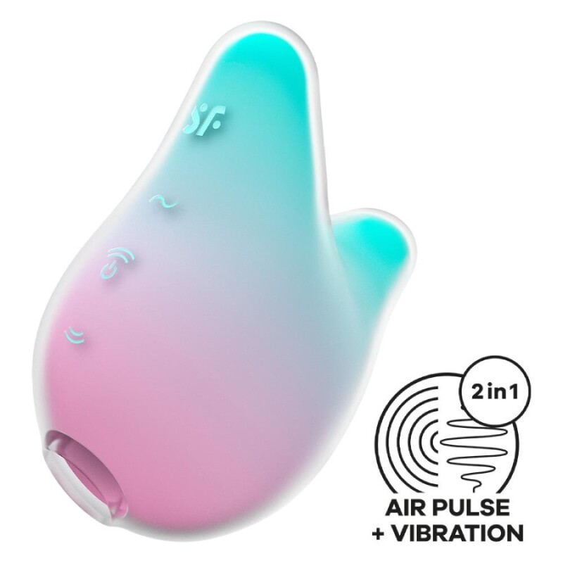 Вакуумний стимулятор Satisfyer Mermaid Vibes з вібрацією, рожево-зелений, 9.5 х 1.5 см - Зображення 2