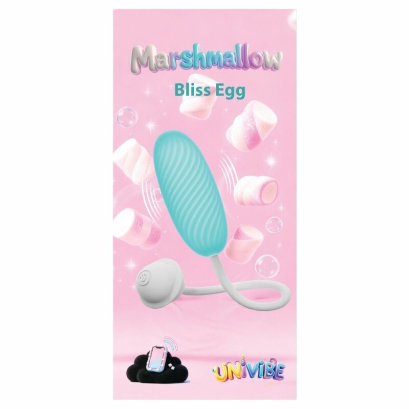 Віброяйце з додатком Univibe Marshmallow Bliss Egg блакитне, 14.7 х 3.8 см