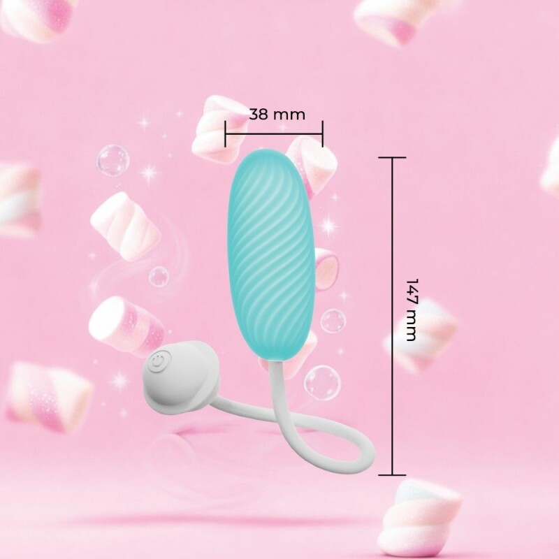 Віброяйце з додатком Univibe Marshmallow Bliss Egg блакитне, 14.7 х 3.8 см - Зображення 2