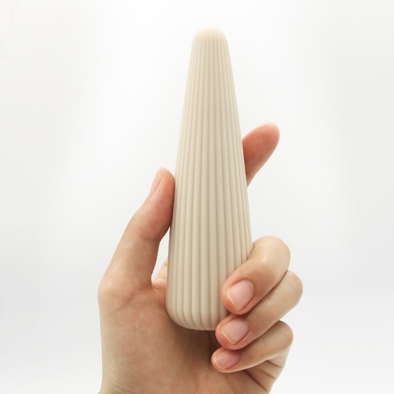 Вібратор для клітора Sweet Em Cone у формі конуса, ребристий, бежевий, 12.8 х 3.8 см - Изображение 3