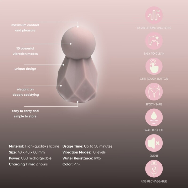 Мінівібратор Sweet Em Crystal у формі кристала, фіолетовий, 8 х 4.8 см - Изображение 2