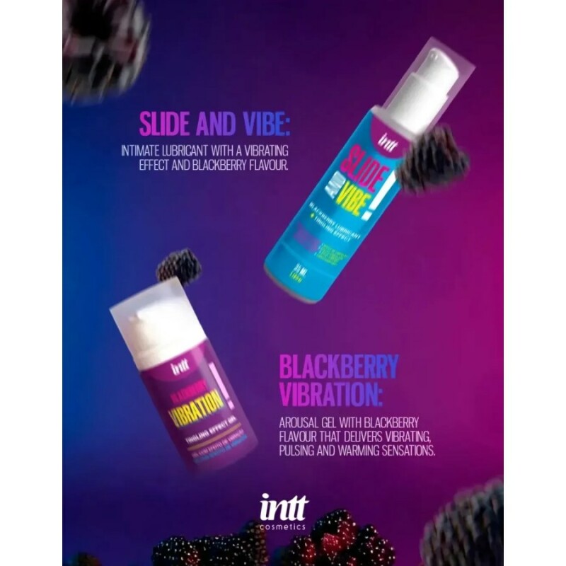 Їстівний лубрикант Intt Slide &amp; Vibe Blackberry з ароматом ожини та віброефектом, 35 мл - Зображення 3