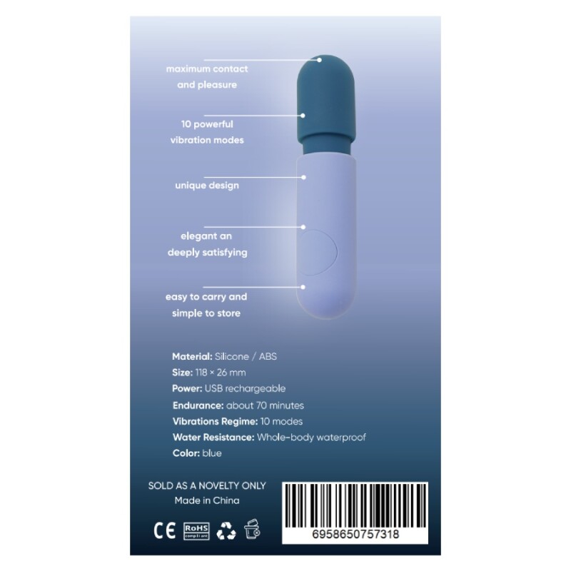 Мінівібратор-мікрофон Sweet Em Mini Wand синій, 11.8 х 2.6 см - Зображення 2