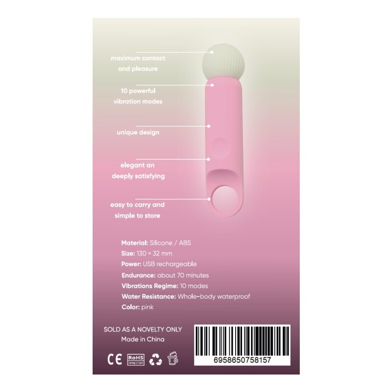Мінівібратор-мікрофон Sweet Em Tiny Wand силіконовий, біло-рожевий, 11.8 х 3.2 см - Зображення 2