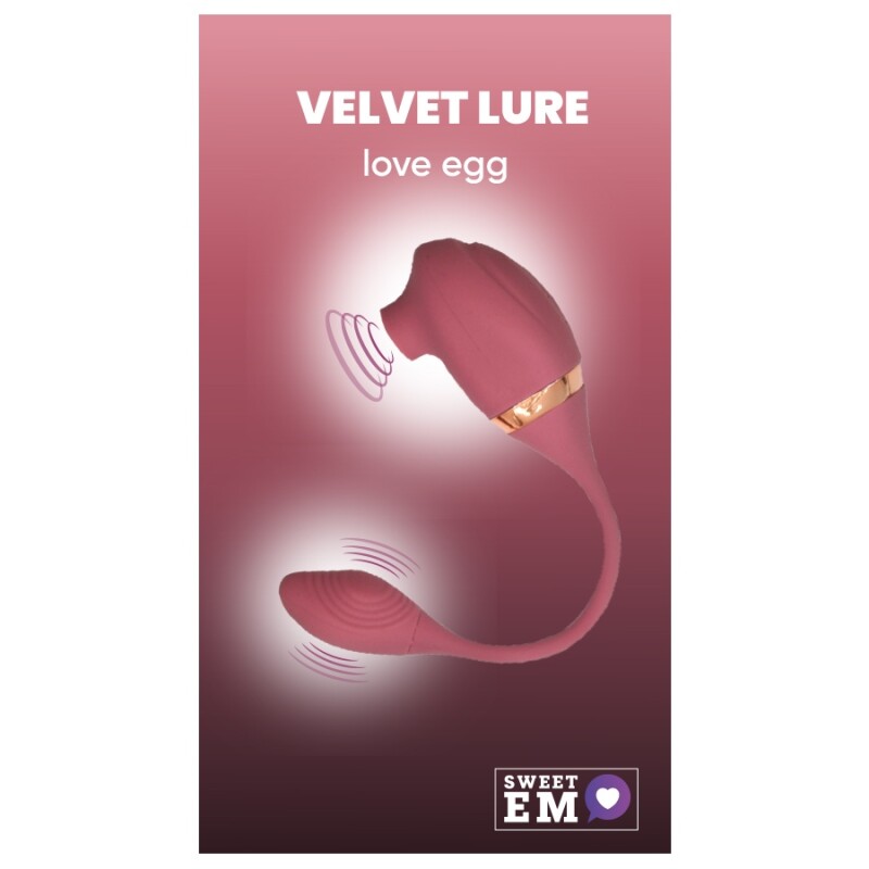 Вібратор для точки G Sweet Em Love Egg з вакуумною стимуляцією клітора, рожевий, 24.5 х 4.2 см