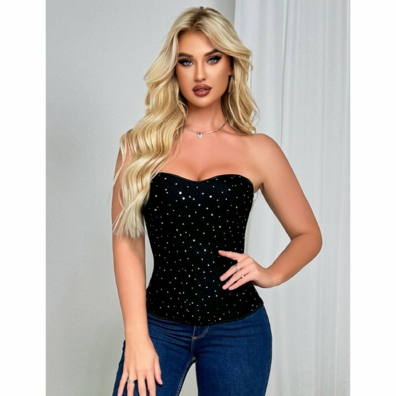 Корсет на блискавці Star NIght зі стразами, чорний, XS - Изображение 7