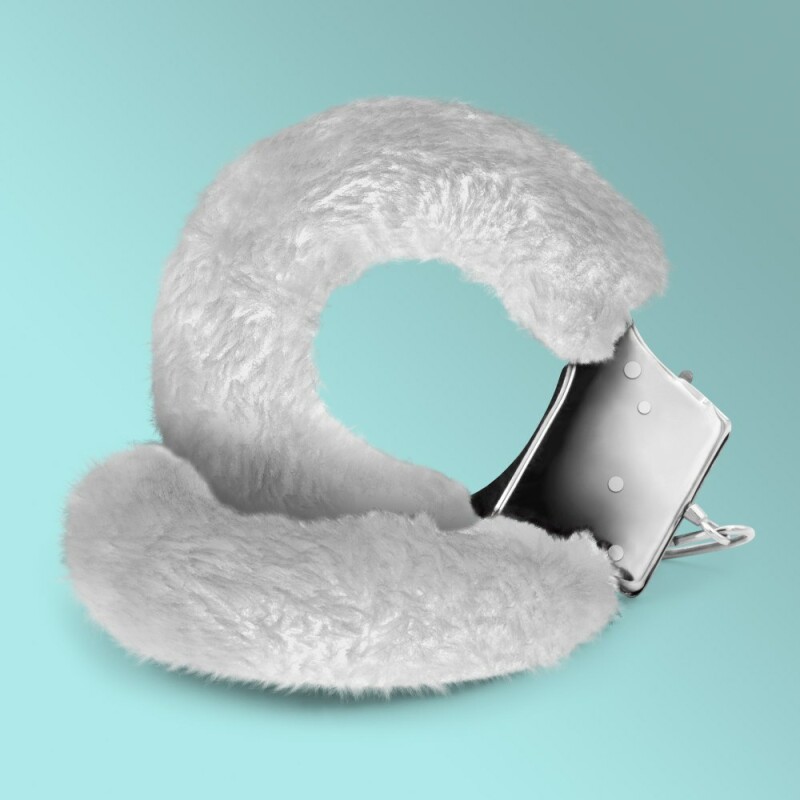 Наручники металеві Crushious Love Cuffs зі штучним білим хутром, сріблясті - Зображення 1