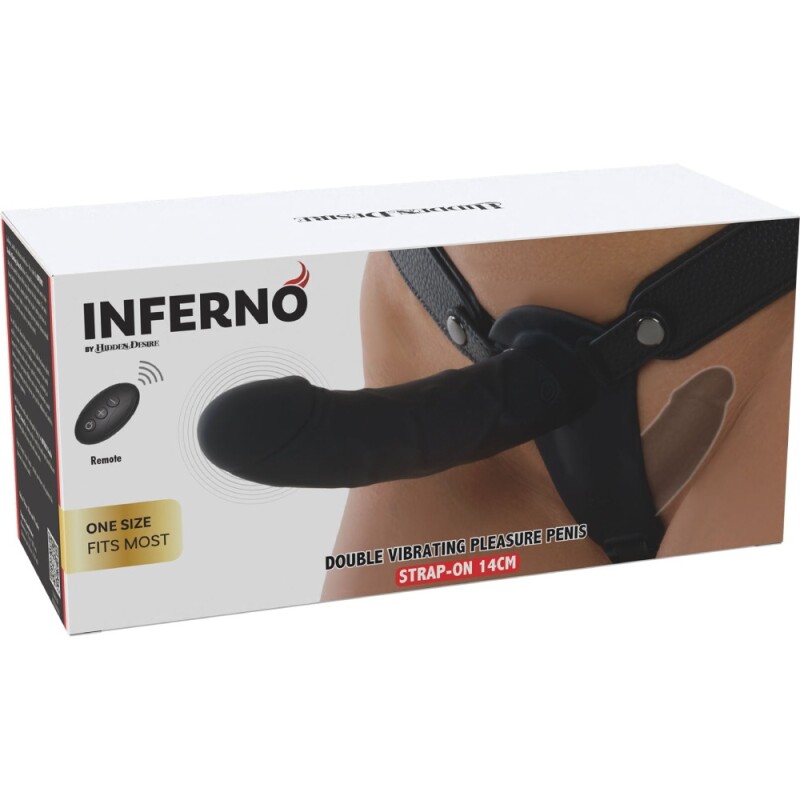 Подвійний вібрострапон Hidden Desire Inferno з пультом, чорний, 14 х 4.5 см