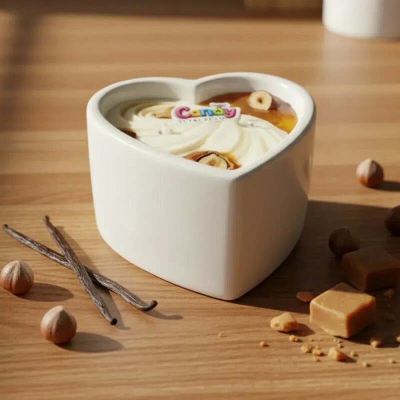 Масажна свічка з ароматом горіхового крему, 70 мл, Candy Nut Cream у формі серця - Изображение 3