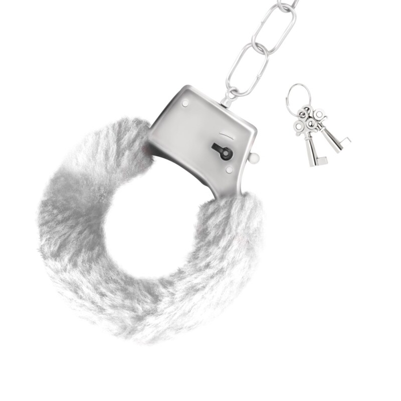 Наручники металеві Crushious Love Cuffs зі штучним білим хутром, сріблясті - Зображення 2