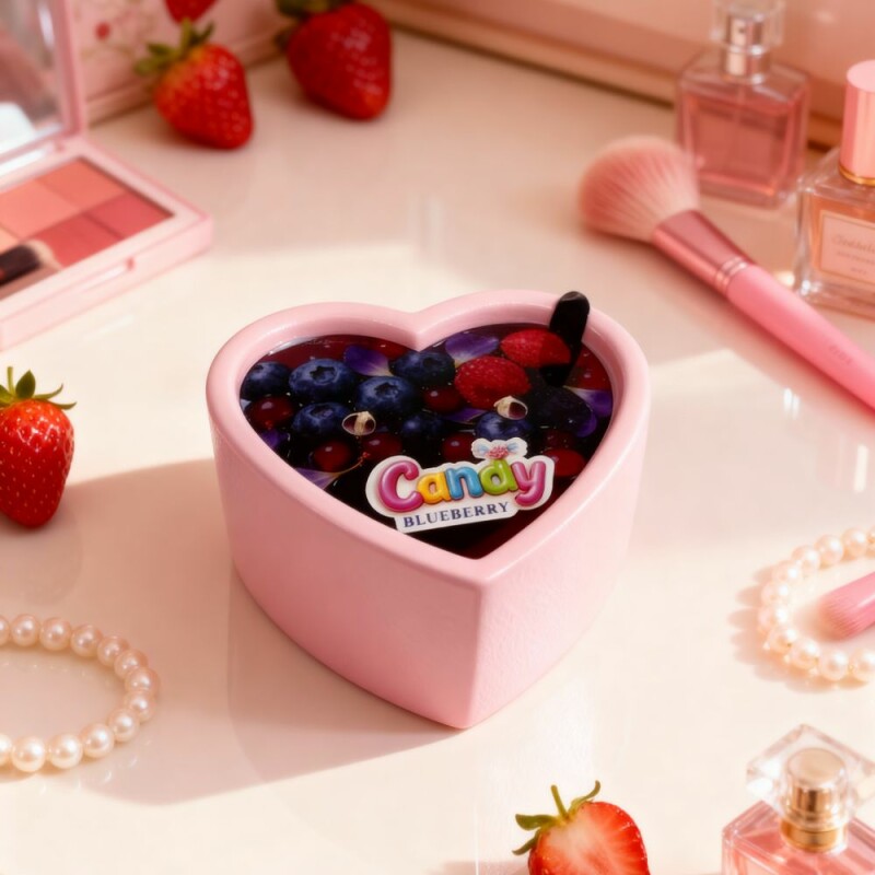 Масажна свічка з ароматом чорниці, 70 мл, Candy Blueberry у формі серця - Зображення 2