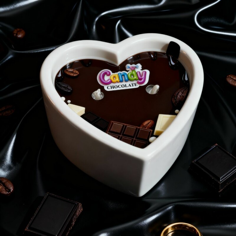 Масажна свічка з ароматом шоколаду, 70 мл, Candy Chocolate у формі серця - Зображення 2