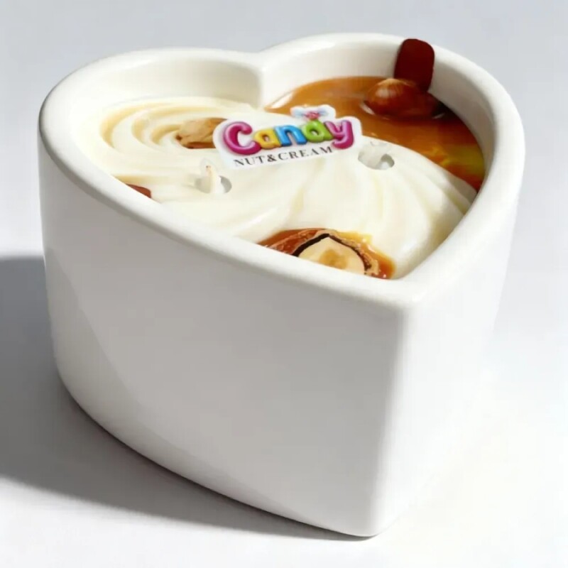 Масажна свічка з ароматом горіхового крему, 70 мл, Candy Nut Cream у формі серця - Изображение 2